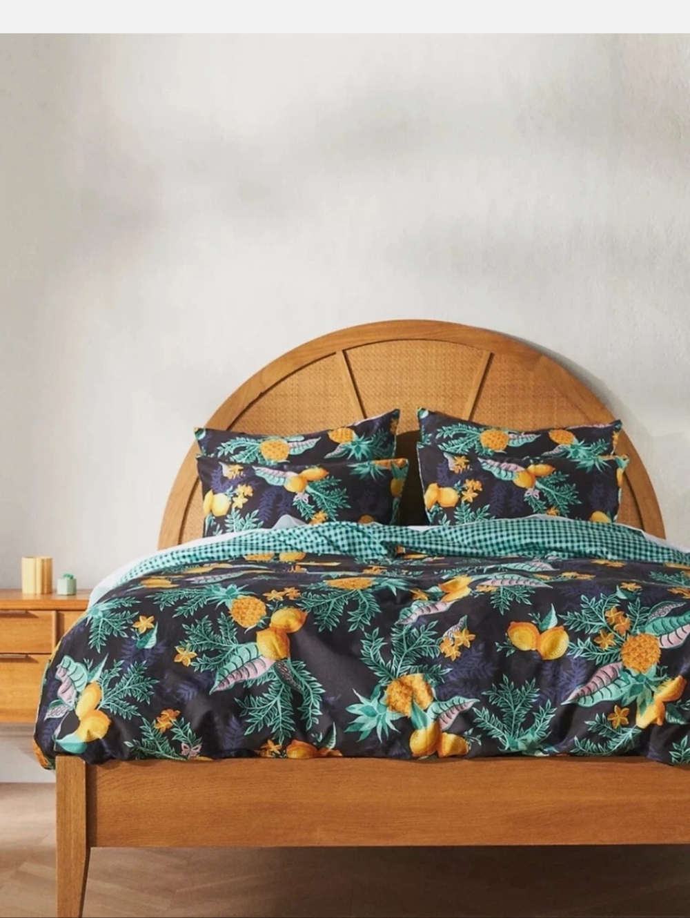 Anthropologie Shelley Organic Sateen Collection Duvet King Size Lemon Print